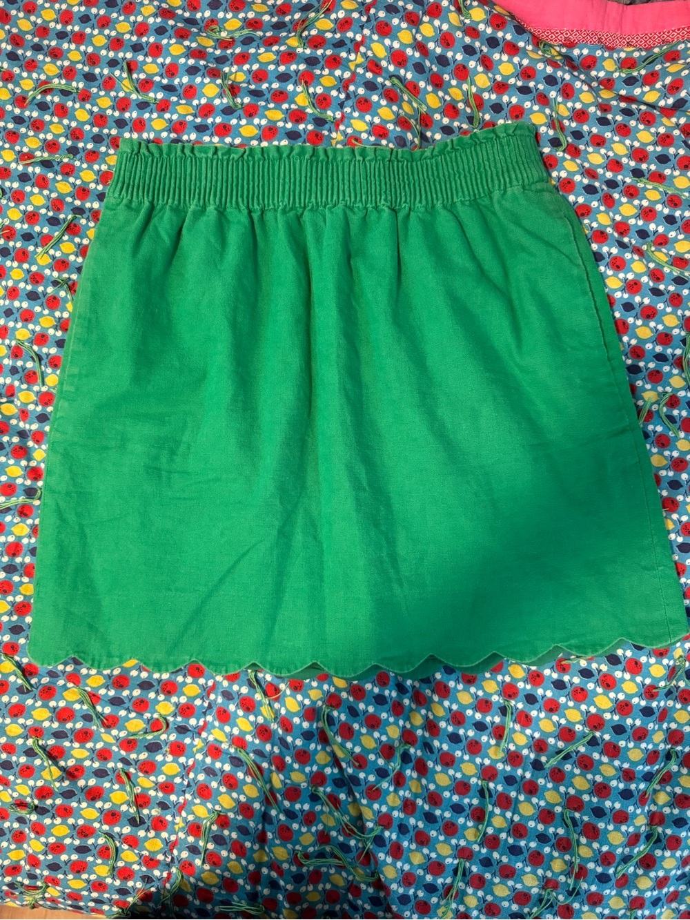 NWOT J. Crew Bright Green Scallop Hem Mini Skirt